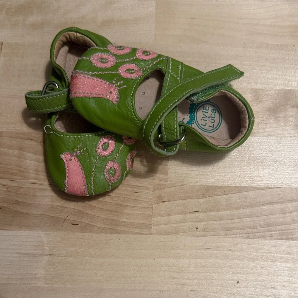 Livie & Luca Green Shoes with Pink Details